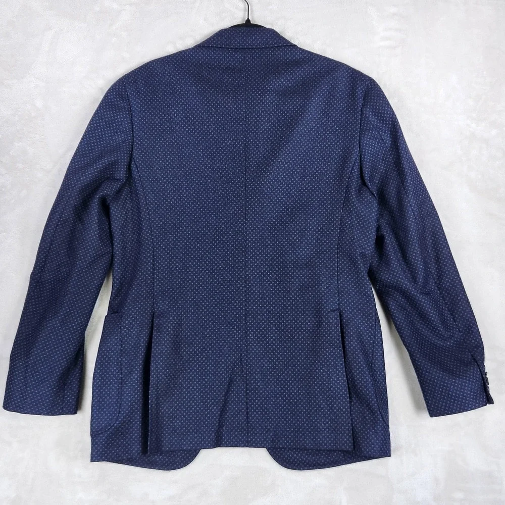 Canali Kei Blazer Mens 50 Blue Geometric Wool Cashmere Made In Italy Sport Coat